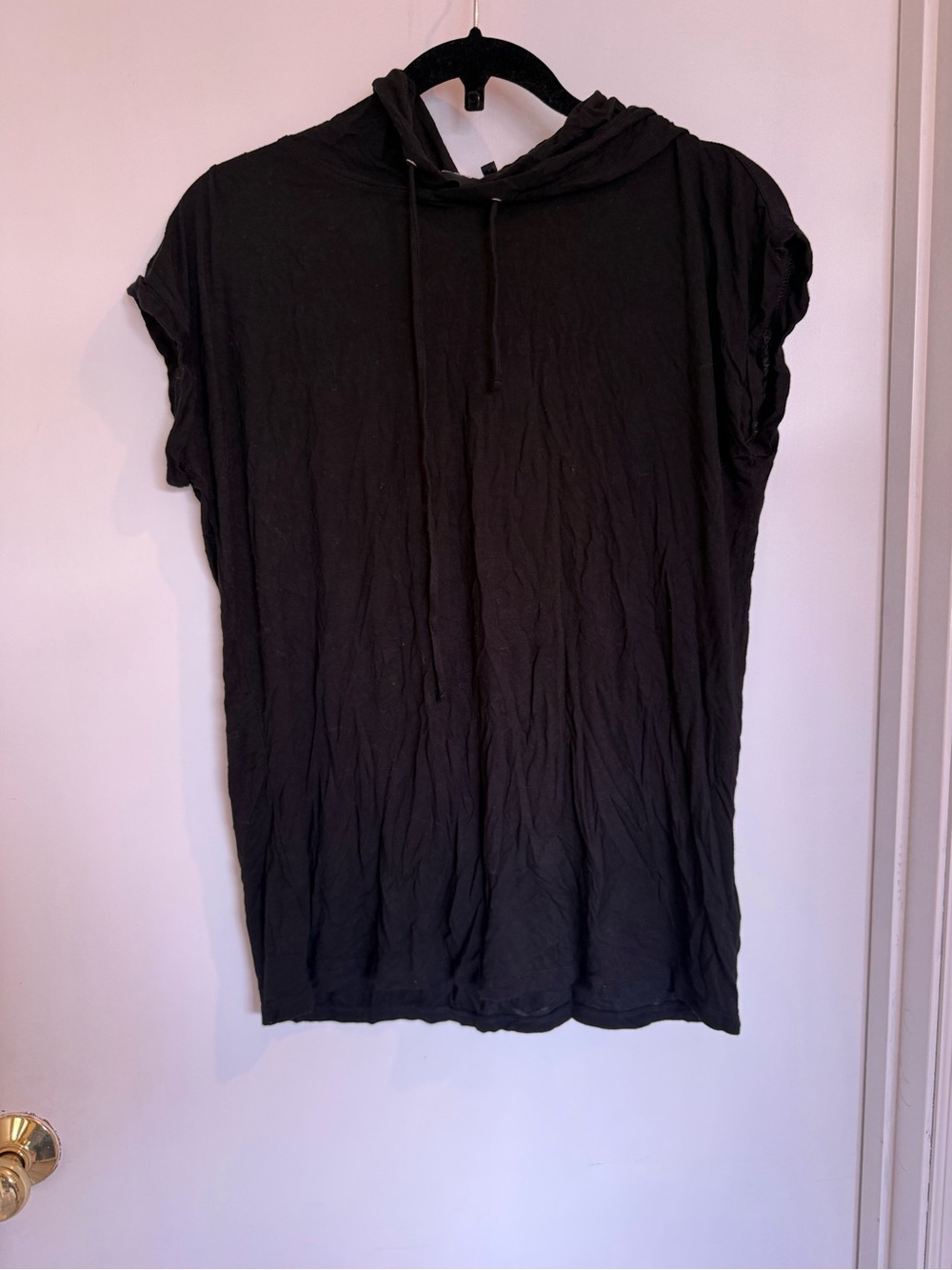 Mono B Athleisure Black Hooded Sleeveless Top